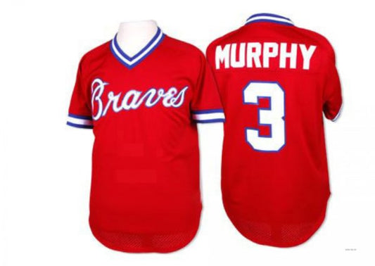 Atlanta Braves #3 Dale Murphy Red 1980 Throwback Jersey Stitches Baseball Jerseys - Main View