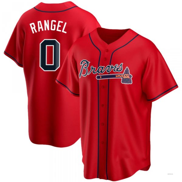 Atlanta Braves #0 Alan Rangel Red Alternate Jersey Stitches Baseball Jerseys - Main View