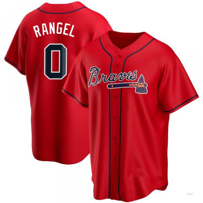 Atlanta Braves #0 Alan Rangel Red Alternate Jersey Stitches Baseball Jerseys - Main View