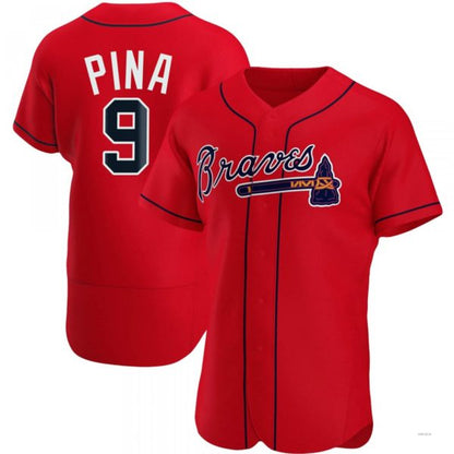 Atlanta Braves #9 Manny Pina Red Alternate Jersey Stitches Baseball Jerseys - Main View
