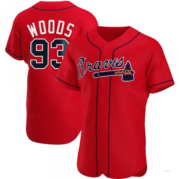Atlanta Braves #93 William Woods Red Alternate Jersey Stitches Baseball Jerseys - Main View