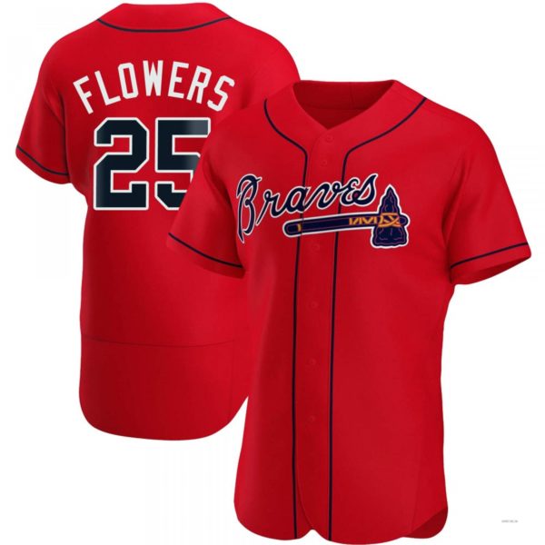 Atlanta Braves #25 Tyler Flowers Red Alternate Jersey Stitches Baseball Jerseys - Main View