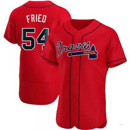 Atlanta Braves #54 Max Fried Red Alternate Jersey Stitches Baseball Jerseys - Main View