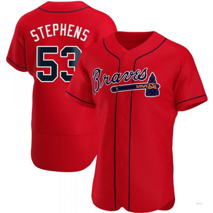 Atlanta Braves #53 Jackson Stephens Red Alternate Jersey Stitches Baseball Jerseys - Main View