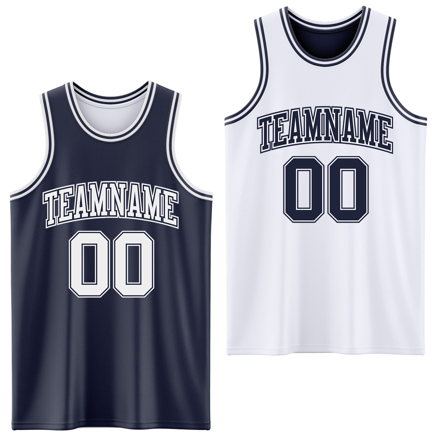 Custom Navy White Reversible Double Side Sublimation Basketball Set Jersey - Main View