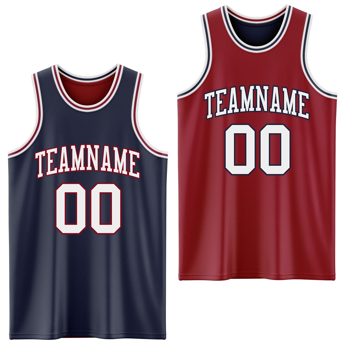 Custom Navy White-Maroon Reversible Double Side Sublimation Basketball Set Jersey - Main View