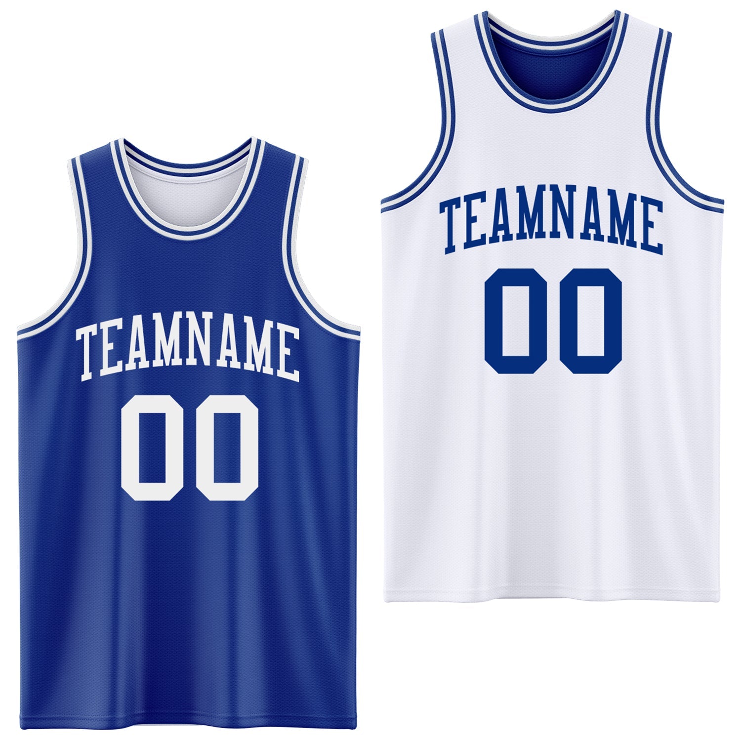 Custom Royal White Reversible Double Side Sublimation Basketball Set Jersey - Main View
