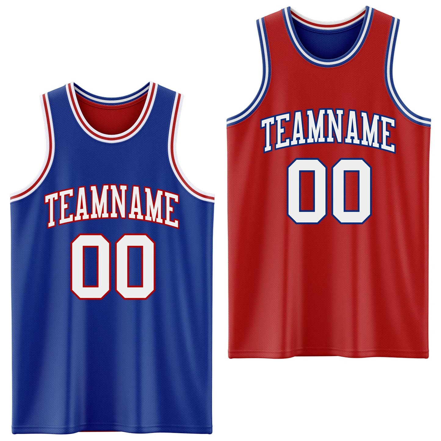 Custom Royal White-Red Reversible Double Side Sublimation Basketball Set Jersey - Main View