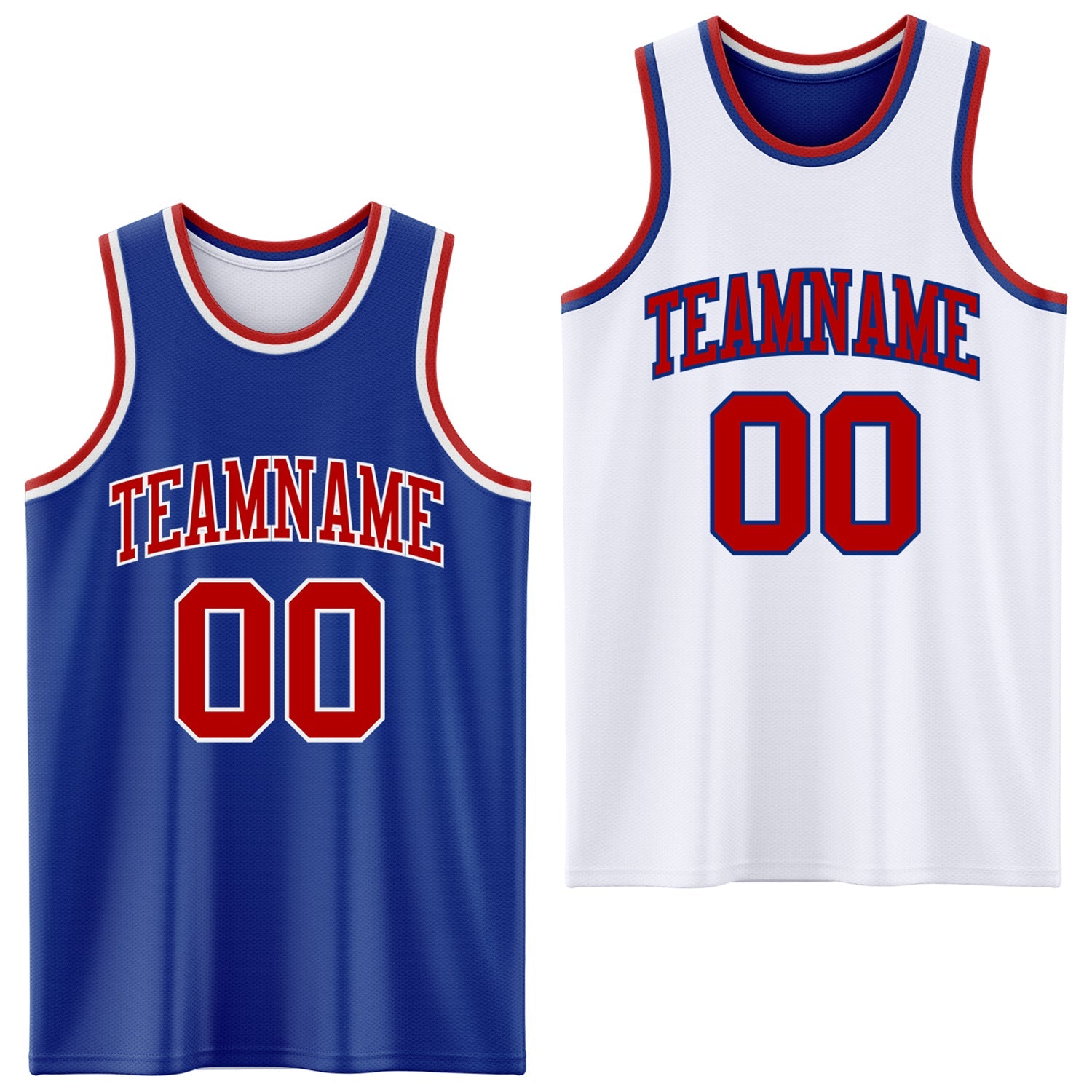 Custom Royal Red-White Reversible Double Side Sublimation Basketball Set Jersey - Main View