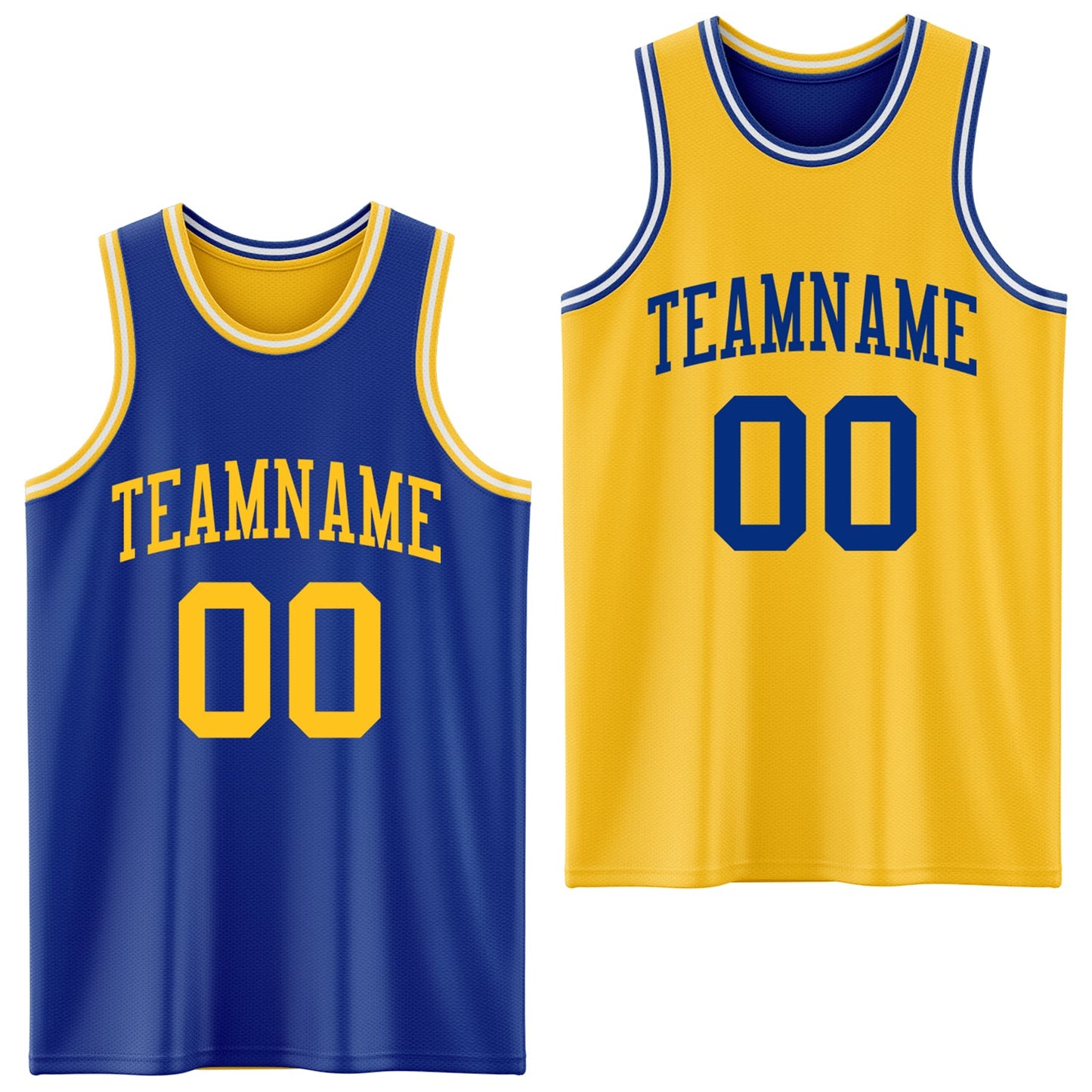 Custom Royal Gold-White Reversible Double Side Sublimation Basketball Set Jersey - Main View