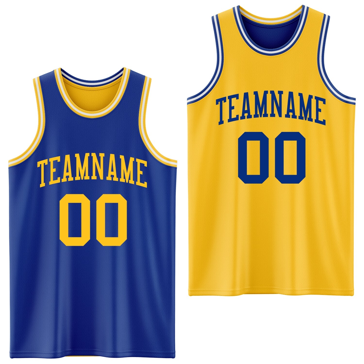 Custom Royal Gold-White Reversible Double Side Sublimation Basketball Set Jersey - Main View