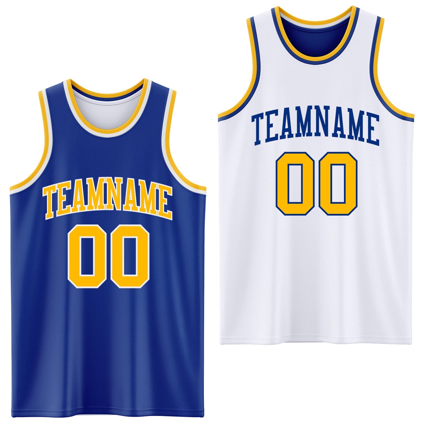 Custom Royal Gold-White Reversible Double Side Sublimation Basketball Set Jersey - Main View