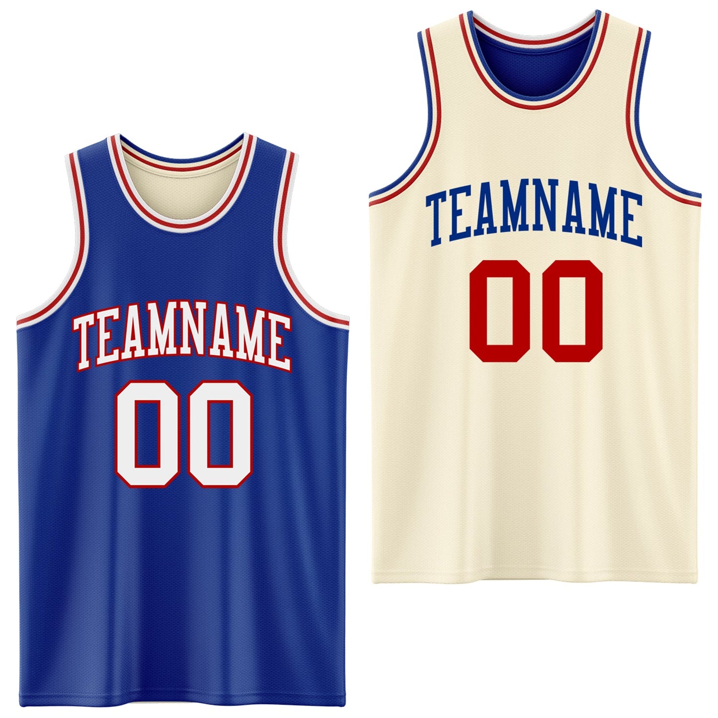 Custom Reversible Royal White-Red Double Side Sublimation Basketball Set Jersey - Main View
