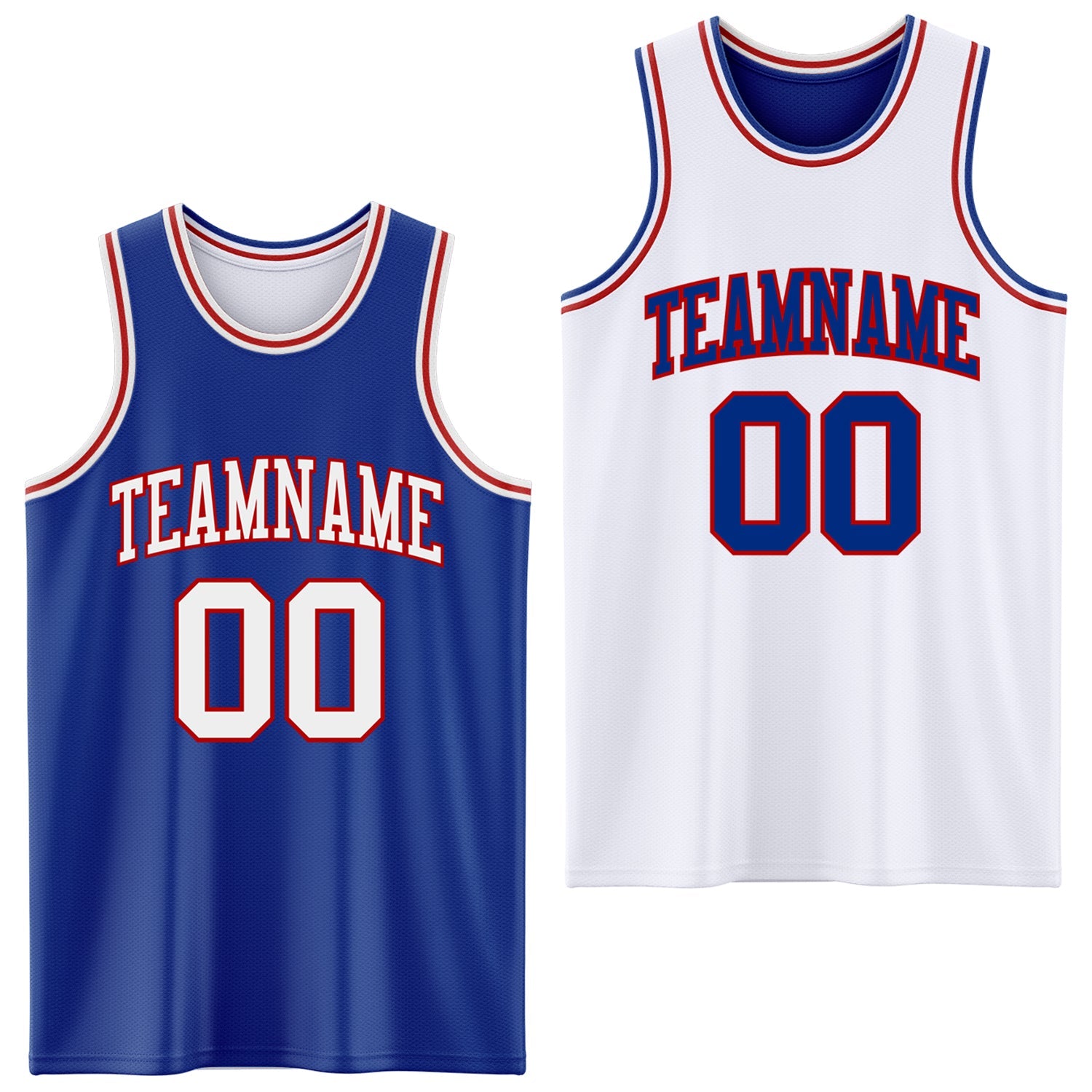 Custom Reversible Royal White-Red Double Side Sublimation Basketball Set Jersey - Main View