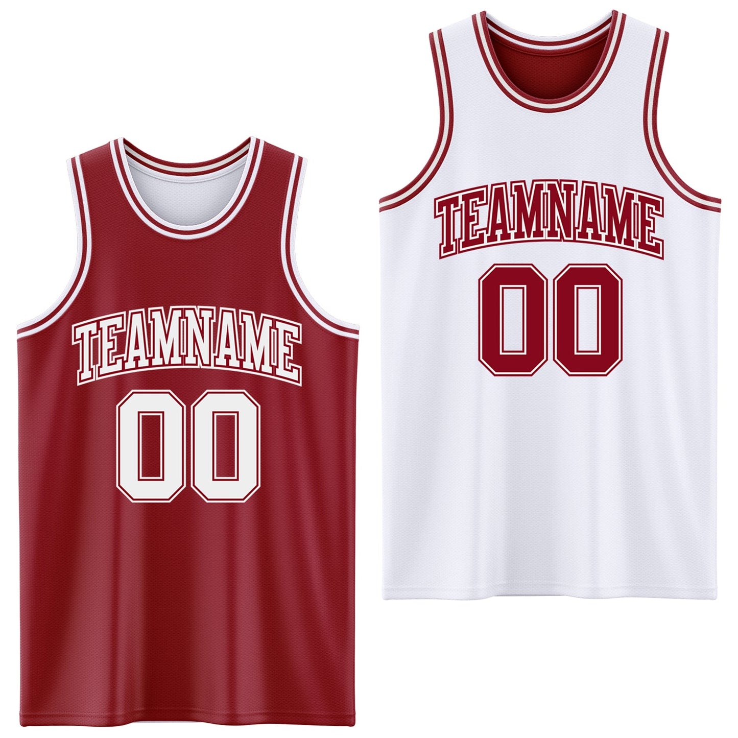 Custom Reversible Maroon White Double Side Sublimation Basketball Set Jersey - Main View