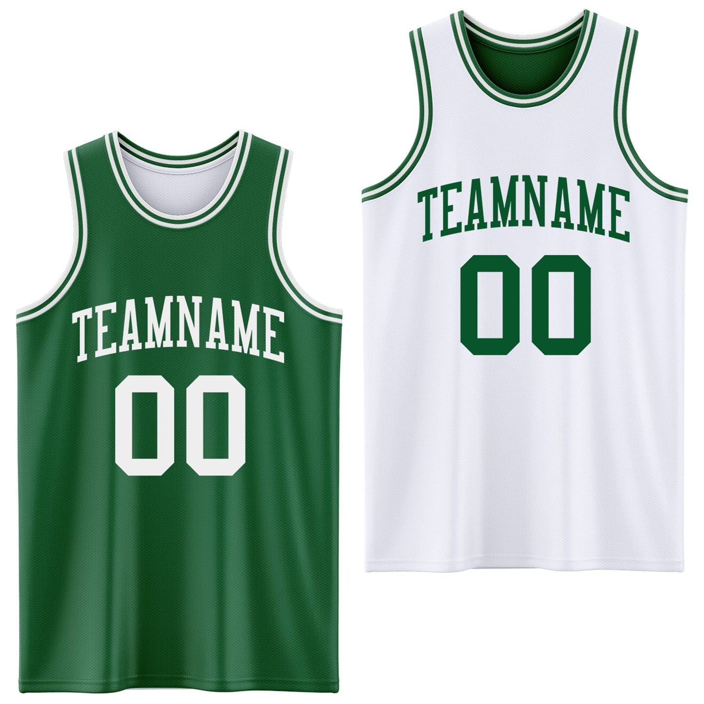 Custom Reversible Kelly Green White Double Side Sublimation Basketball Set Jersey - Main View