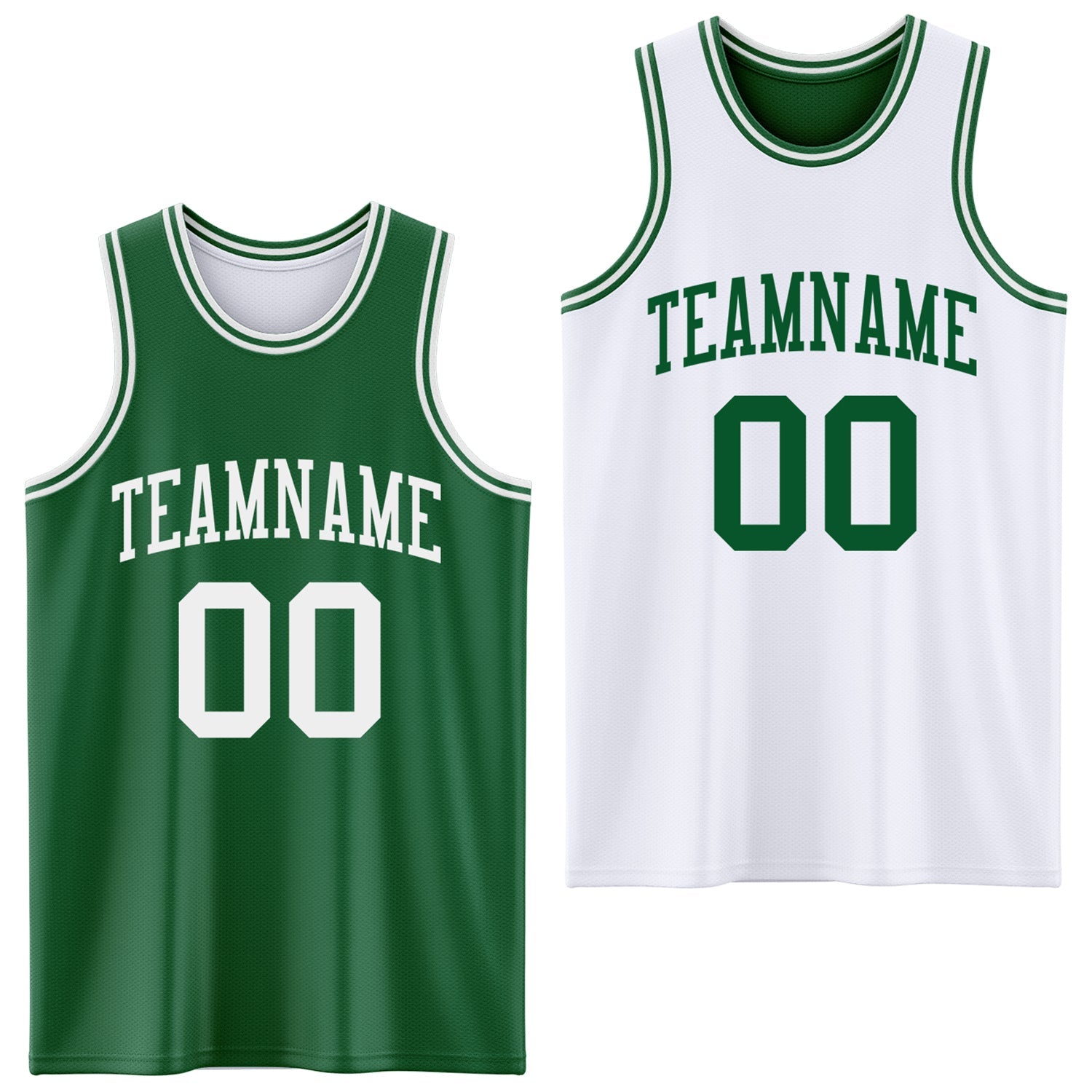 Custom Reversible Kelly Green White Double Side Sublimation Basketball Set Jersey - Main View