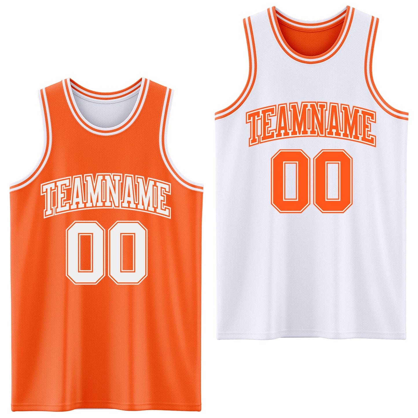 Custom Reversible Orange White Double Side Sublimation Basketball Set Jersey - Main View