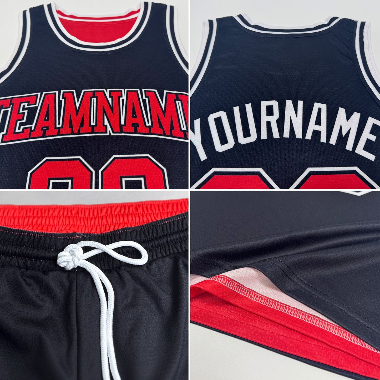Custom Reversible Burgundy White-Gold Double Side Sublimation Basketball Set Jersey view 3