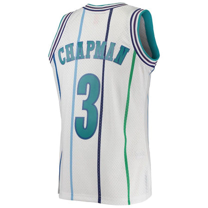 C.Hornets #3 Rex Chapman Mitchell & Ness 1988-89 Hardwood Classics Swingman Jersey White Stitched American Basketball Jersey - Main View