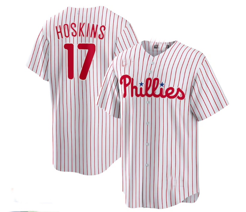 Philadelphia Phillies #17 Rhys Hoskins Home Replica Player Name Jersey - White Baseball Jerseys - Main View