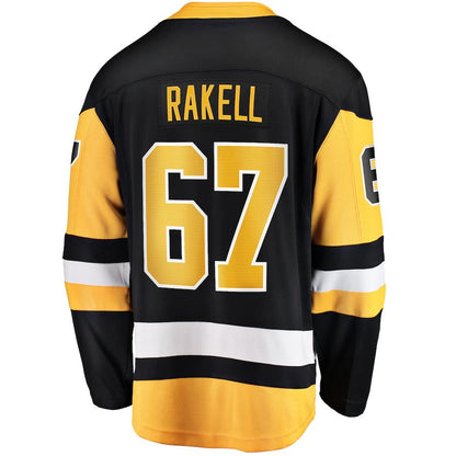 P.Penguins #67 Rickard Rakell Fanatics Branded Home Breakaway Player Jersey Black Stitched American Hockey Jerseys - Main View