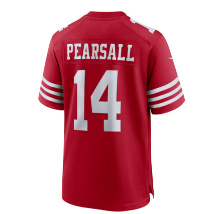 SF.49ers #14 Ricky Pearsall 2024 Draft First Round Pick Player Game Jersey - Scarlet American Football Jerseys - Main View