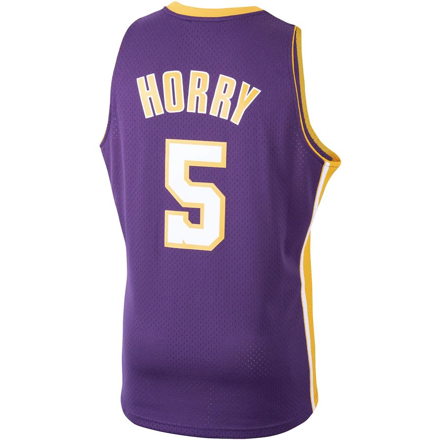 LA.Lakers #5 Robert Horry Mitchell & Ness 1999-2000 Hardwood Classics Swingman Player Jersey Purple Stitched American Basketball Jersey - Main View