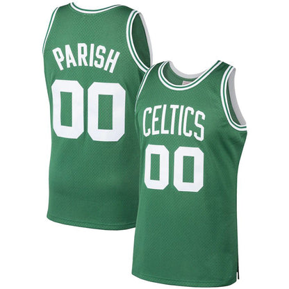 Custom B.Celtics Robert Parish Mitchell & Ness 1985-86 Hardwood Classics Swingman Player Jersey  Kelly Green American Stitched Basketball Jersey - Main View