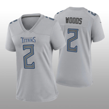 T.Titans #2 Robert Woods Gray Atmosphere Game Women's Jersey Stitched American Football Jerseys - Main View