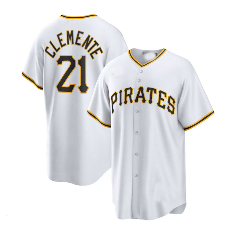 Pittsburgh Pirates #21 Roberto Clemente Home Replica Player Name Jersey - White Baseball Jerseys - Main View