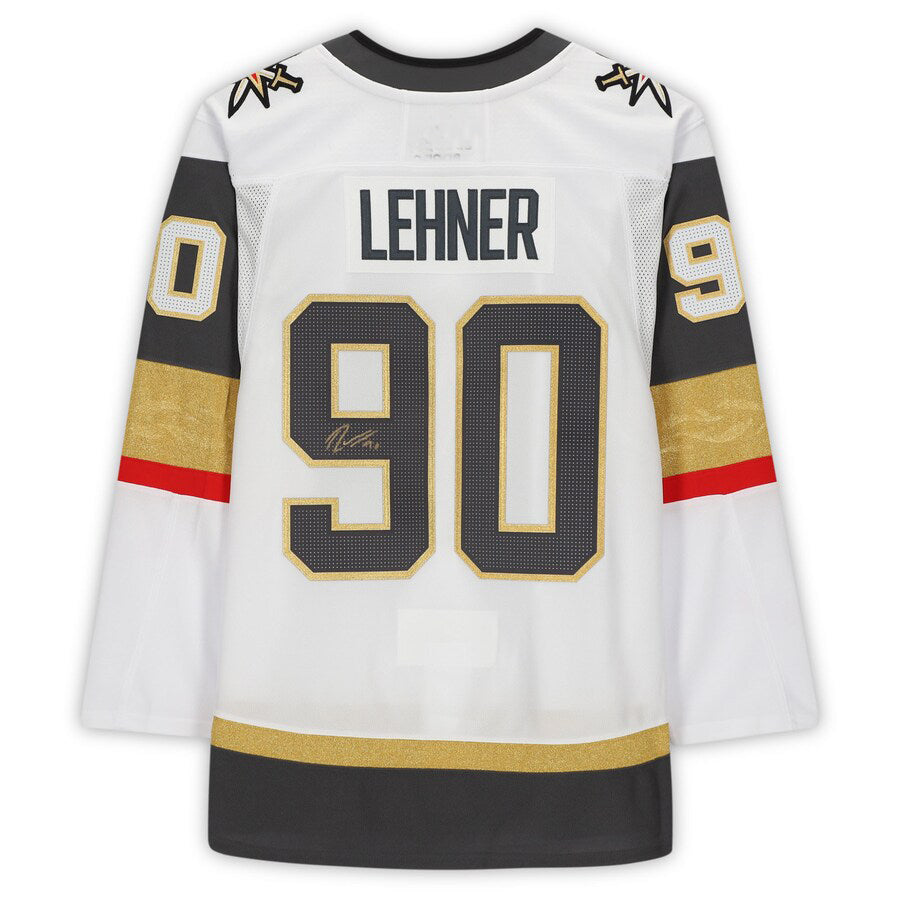 V.Golden Knights #90 Robin Lehner Fanatics Authentic Autographed White Authentic Jersey Hockey Jerseys - Main View