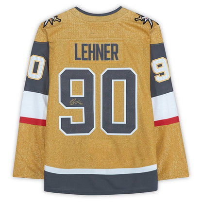 V.Golden Knights #90 Robin Lehner Fanatics Authentic Autographed Gold Alternate Authentic Jersey Hockey Jerseys - Main View