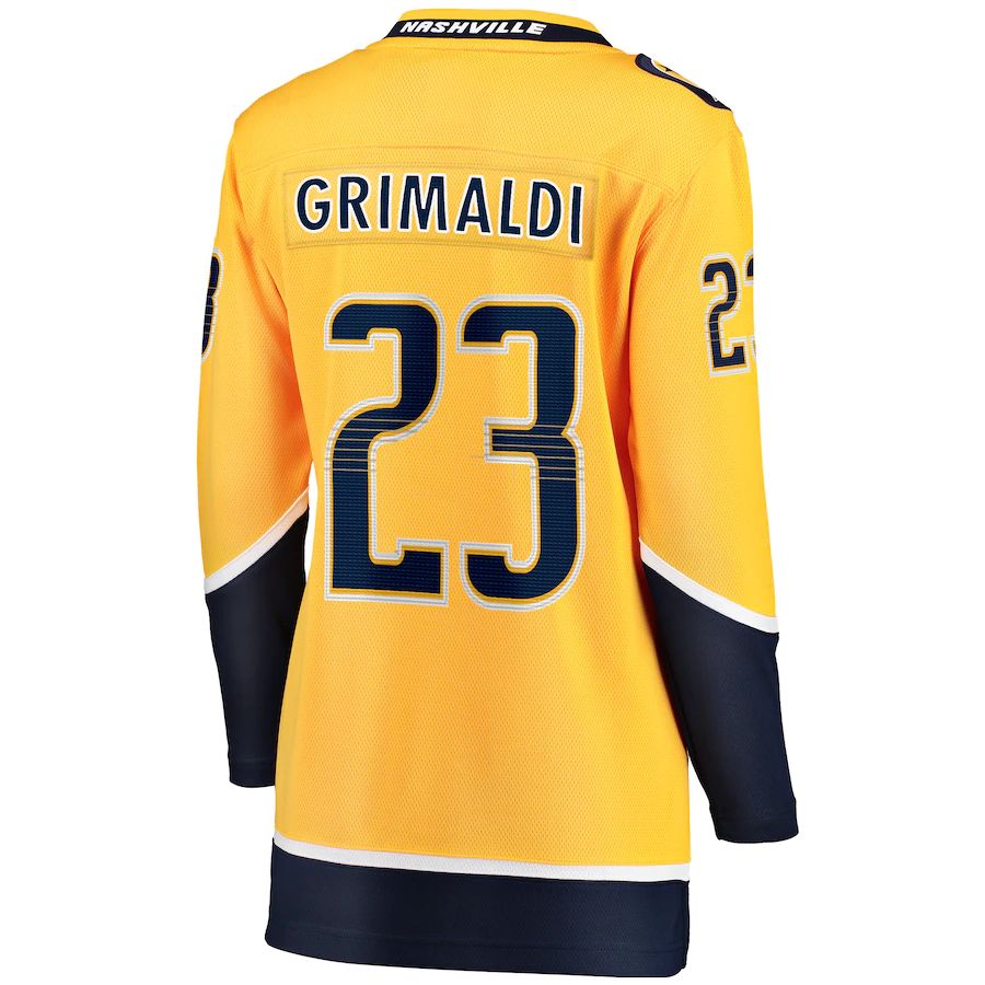 N.Predators #23 Rocco Grimaldi Fanatics Branded Home Breakaway Player Jersey Gold Stitched American Hockey Jerseys - Main View