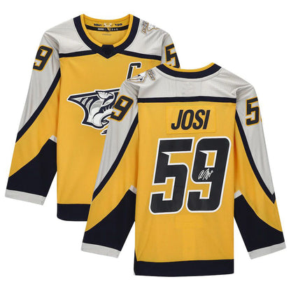 N.Predators #59 Roman Josi Fanatics Authentic Autographed 2020-21 Reverse Retro Gold Stitched American Hockey Jerseys - Main View