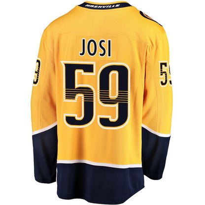 N.Predators #59 Roman Josi Fanatics Branded Breakaway Player Jersey  Gold Stitched American Hockey Jerseys - Main View