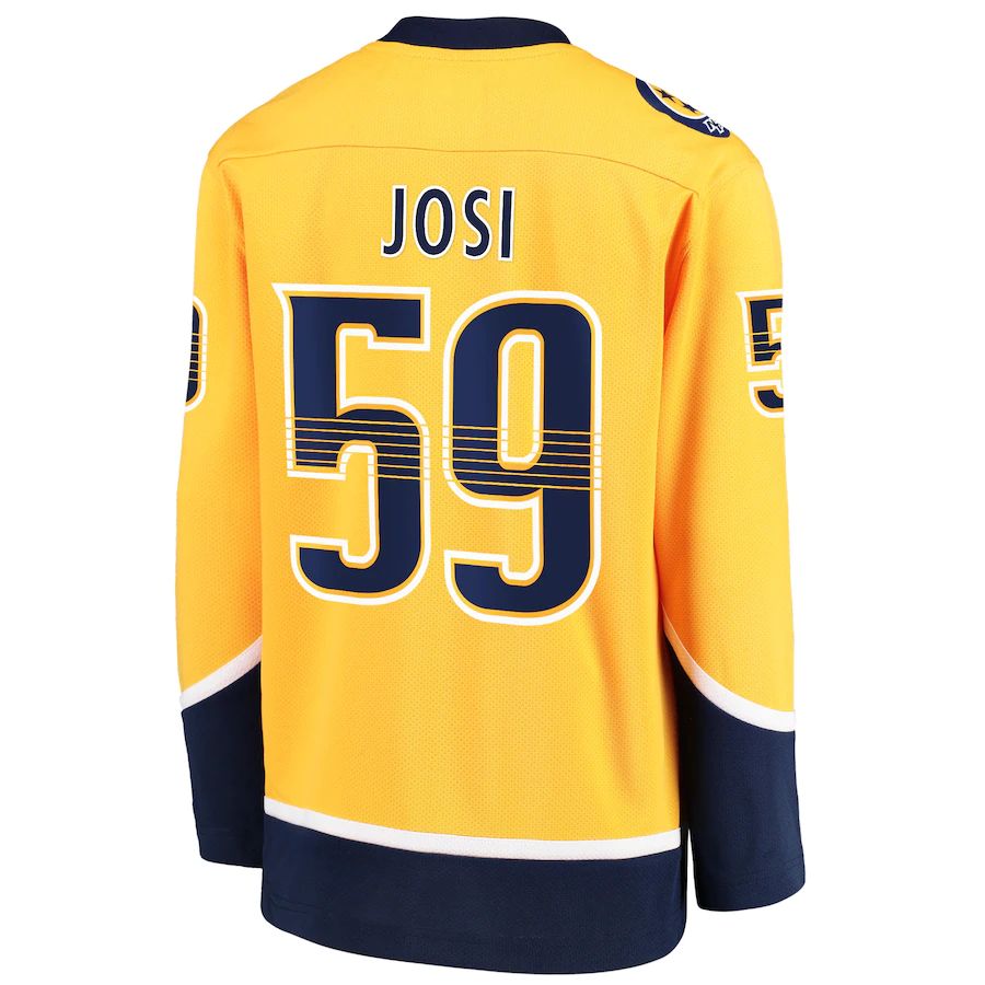 N.Predators #59 Roman Josi Fanatics Branded Home Replica Player Jersey Gold Stitched American Hockey Jerseys - Main View