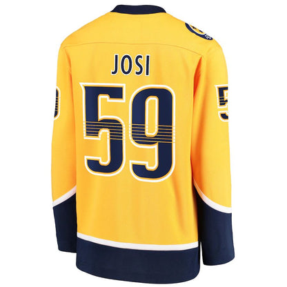 N.Predators #59 Roman Josi Fanatics Branded Home Replica Player Jersey Gold Stitched American Hockey Jerseys - Main View