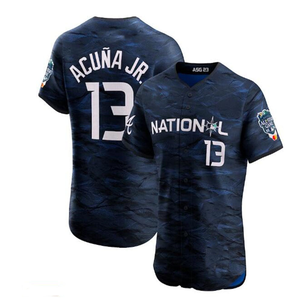 #13 Ronald Acuña Jr. National League 2023 All-Star Game Vapor Premier Elite Player Jersey - Royal Baseball Jerseys - Main View