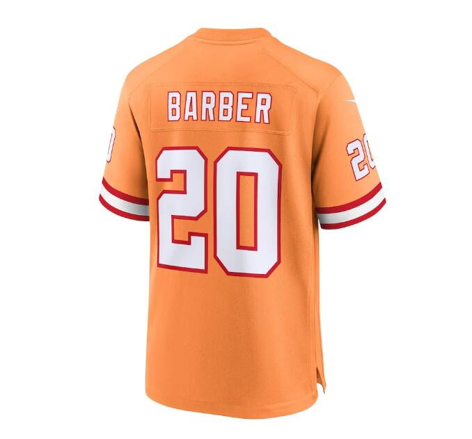 TB.Buccaneers #20 Ronde Barber Throwback Game Jersey - Orange Stitched American Football Jerseys - Main View