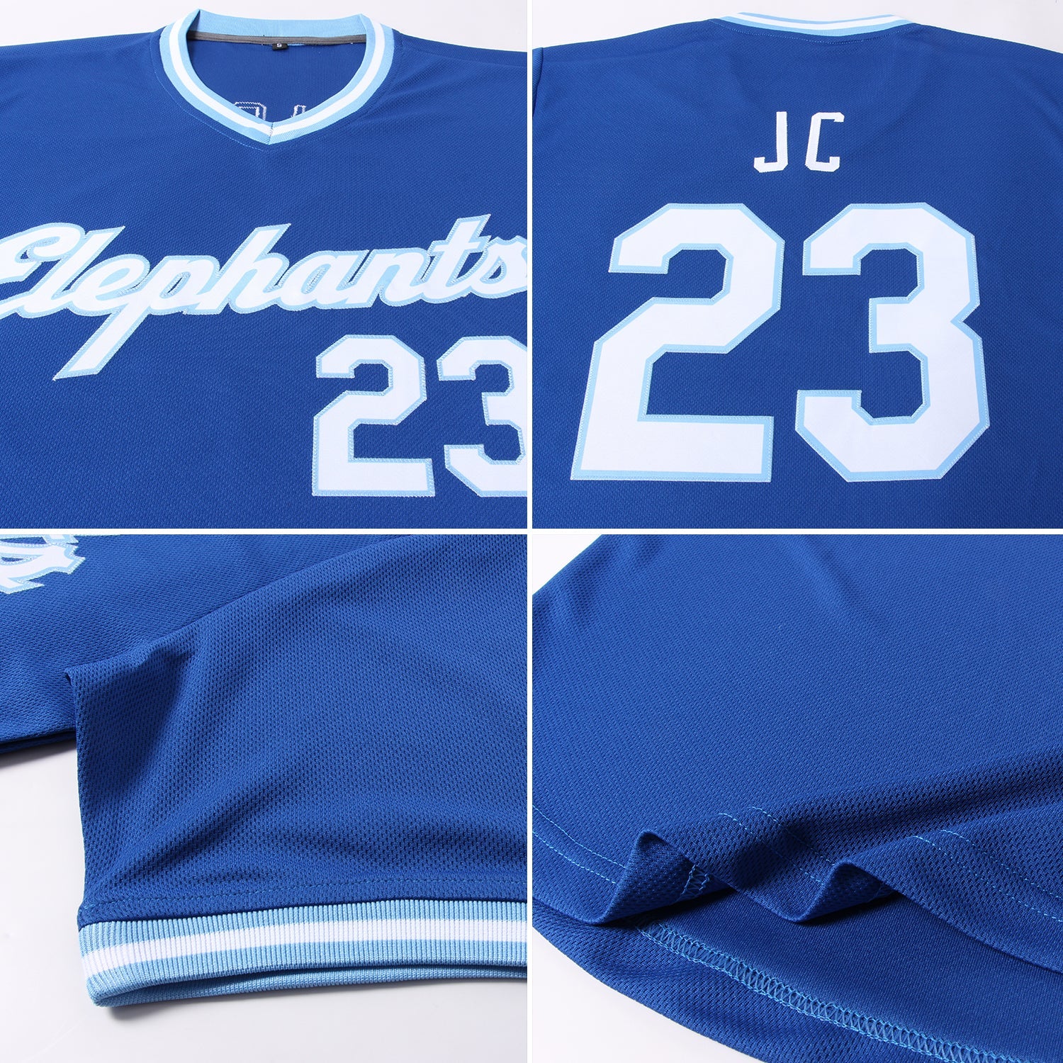 Custom Royal White-Light Blue Authentic Throwback Rib-Knit Baseball Jersey Shirt view 7