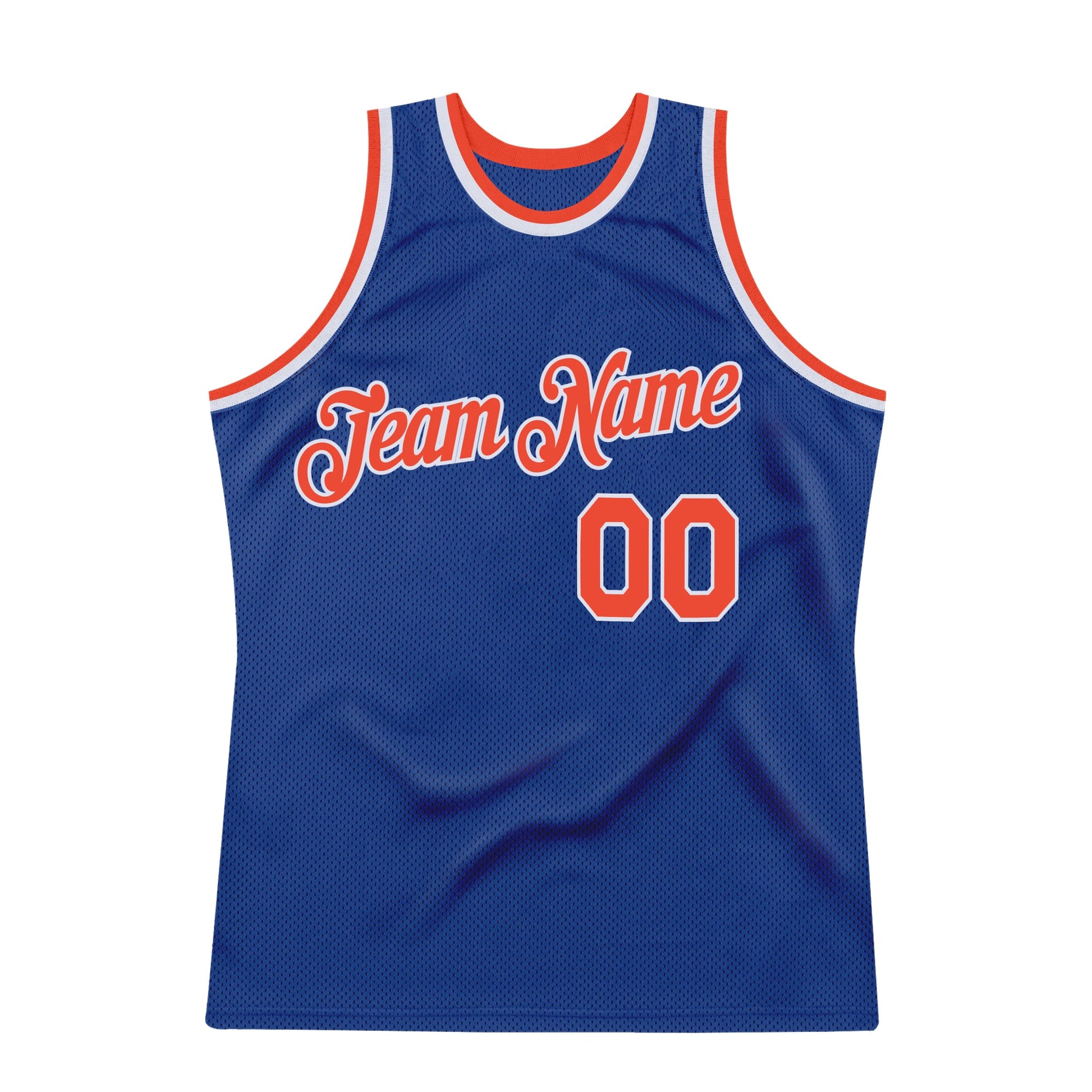 Custom Royal Orange-White Authentic Throwback Basketball Jersey view 6