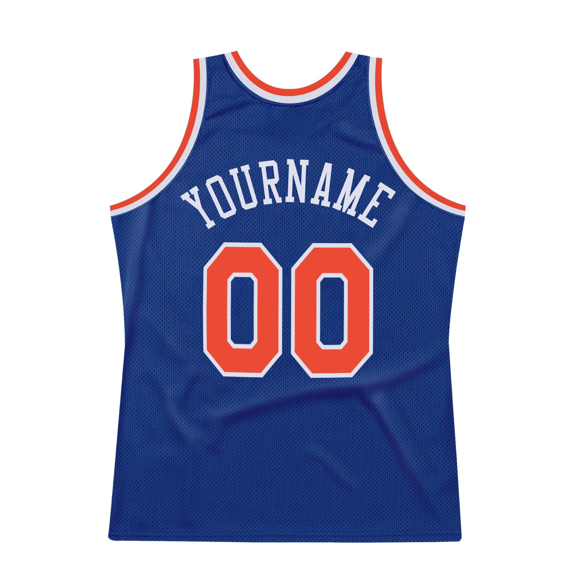 Custom Royal Orange-White Authentic Throwback Basketball Jersey view 7