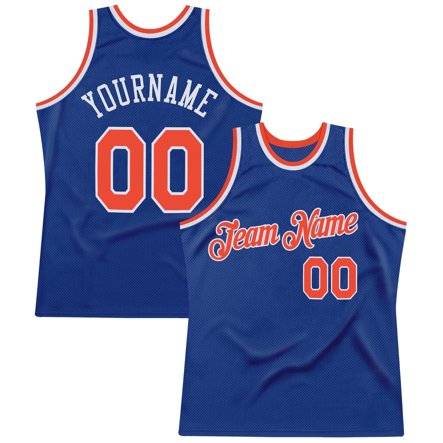 Custom Royal Orange-White Authentic Throwback Basketball Jersey - Main View