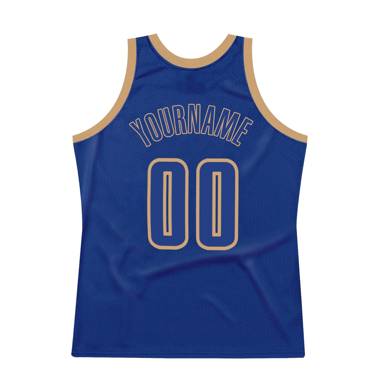 Custom Royal Royal-Old Gold Authentic Throwback Basketball Jersey view 6