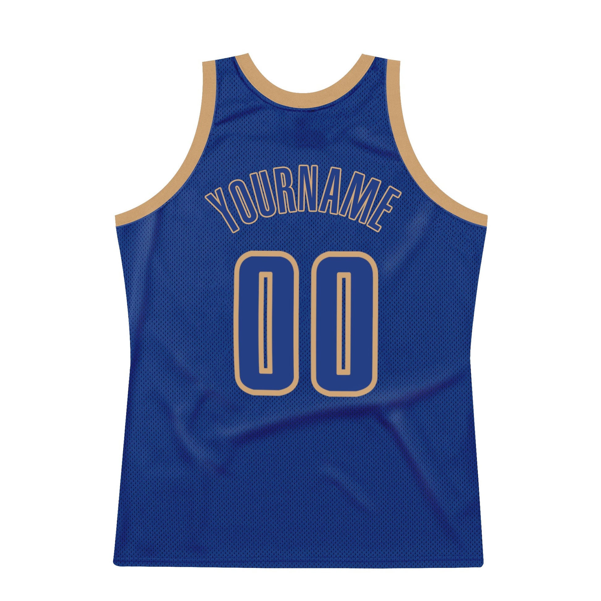 Custom Royal Royal-Old Gold Authentic Throwback Basketball Jersey view 6