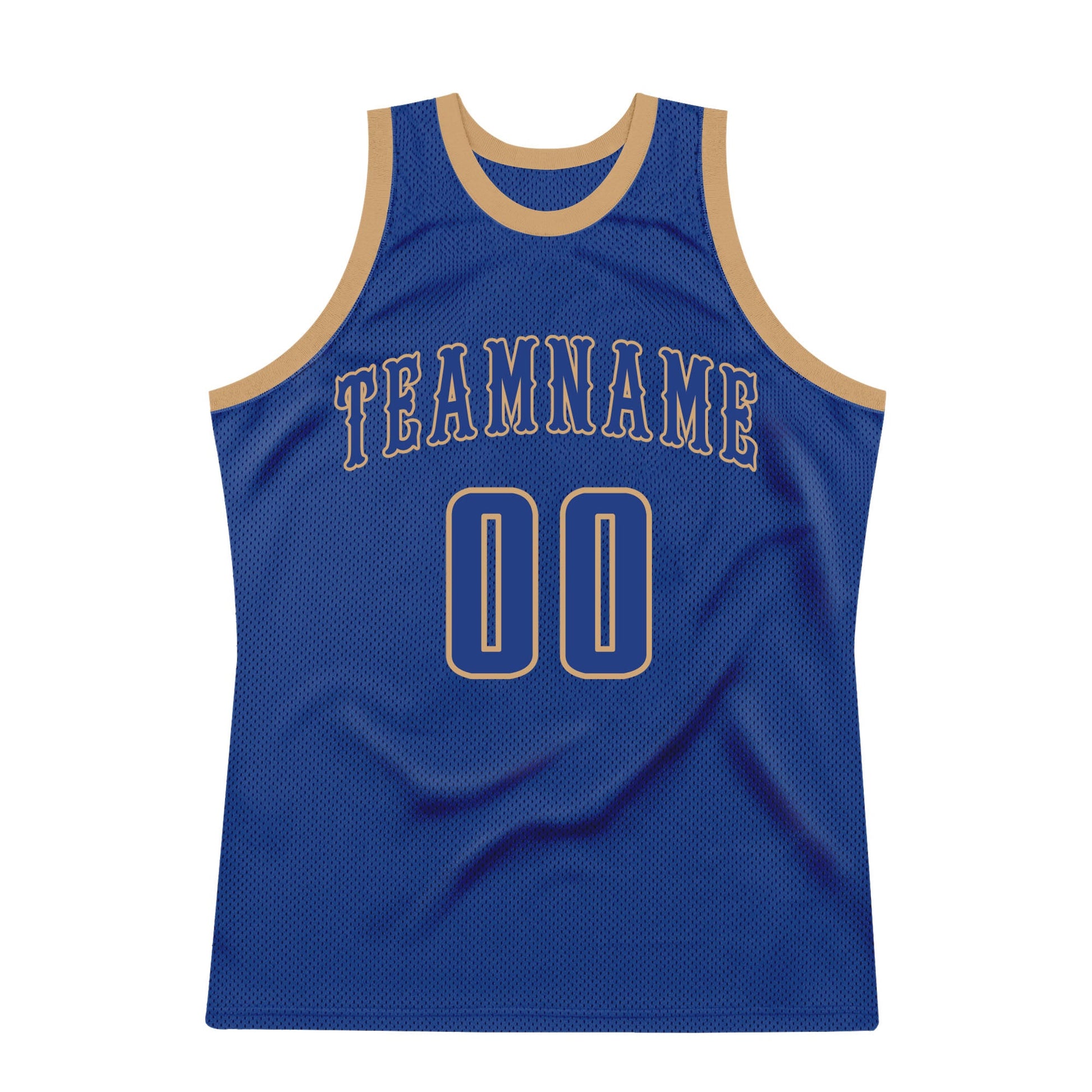 Custom Royal Royal-Old Gold Authentic Throwback Basketball Jersey view 7
