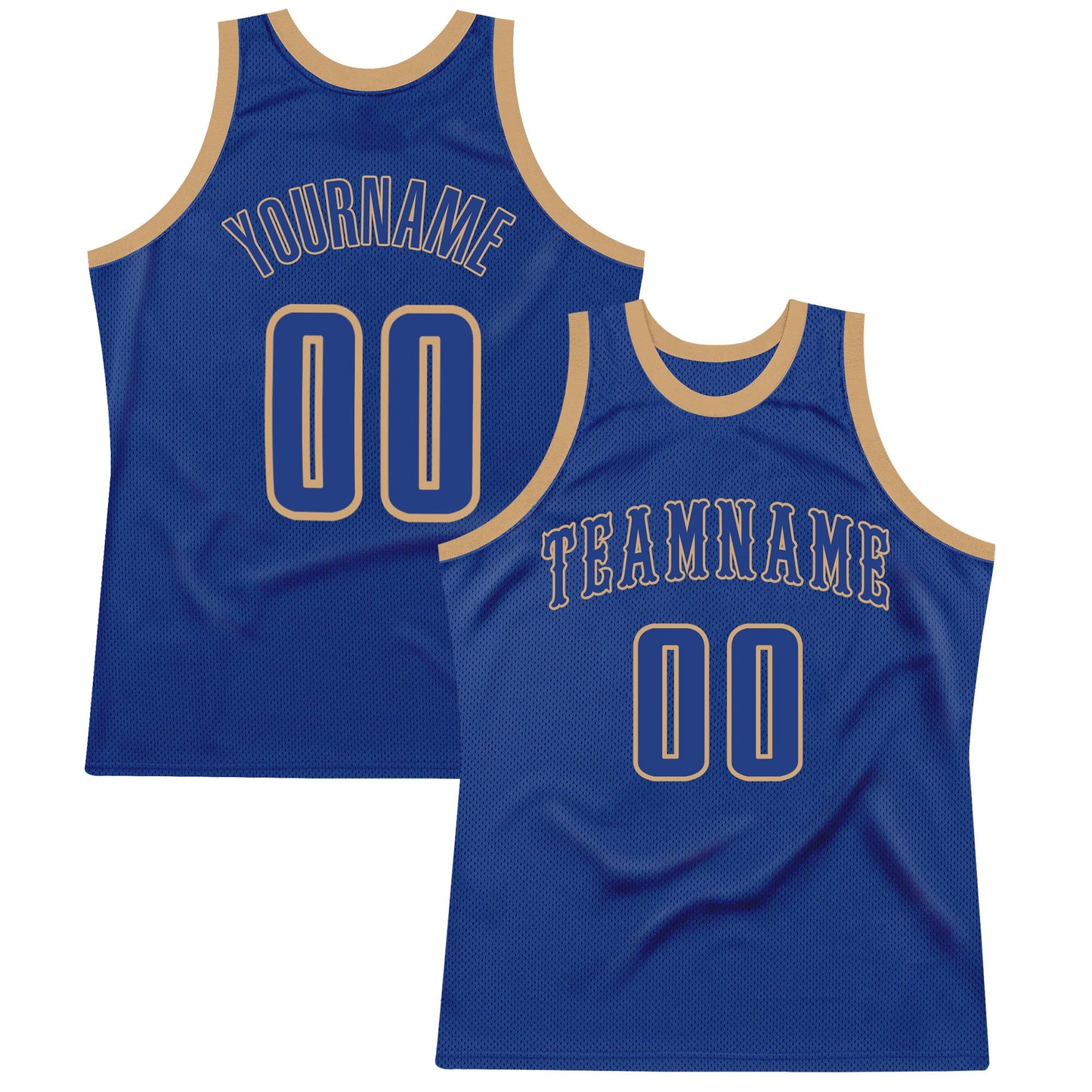 Custom Royal Royal-Old Gold Authentic Throwback Basketball Jersey - Main View
