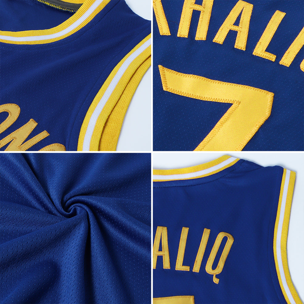 Custom Royal Gray-Red Authentic Throwback Basketball Jersey view 5