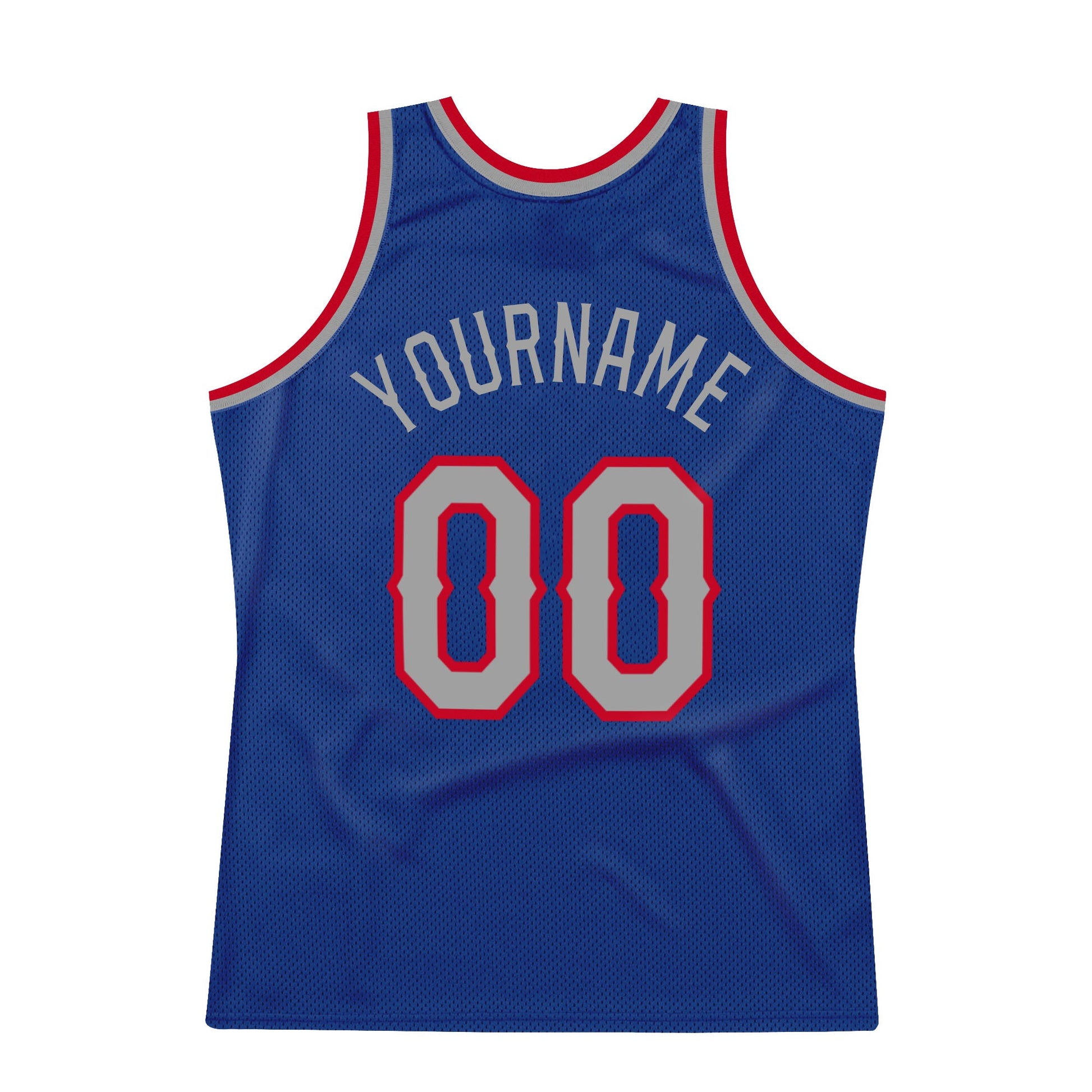 Custom Royal Gray-Red Authentic Throwback Basketball Jersey view 6